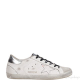 Golden goose White Distressed Printed Leather & Suede Sneakers