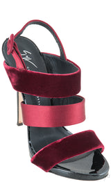 Burgundy Velvet Strappy Sandals