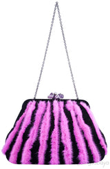 Fur Embellished Clutch Shoulder Bag