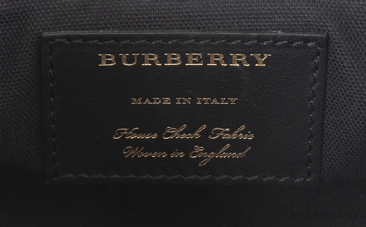 Burberry White & Checkered Banner Top Handle Bag
