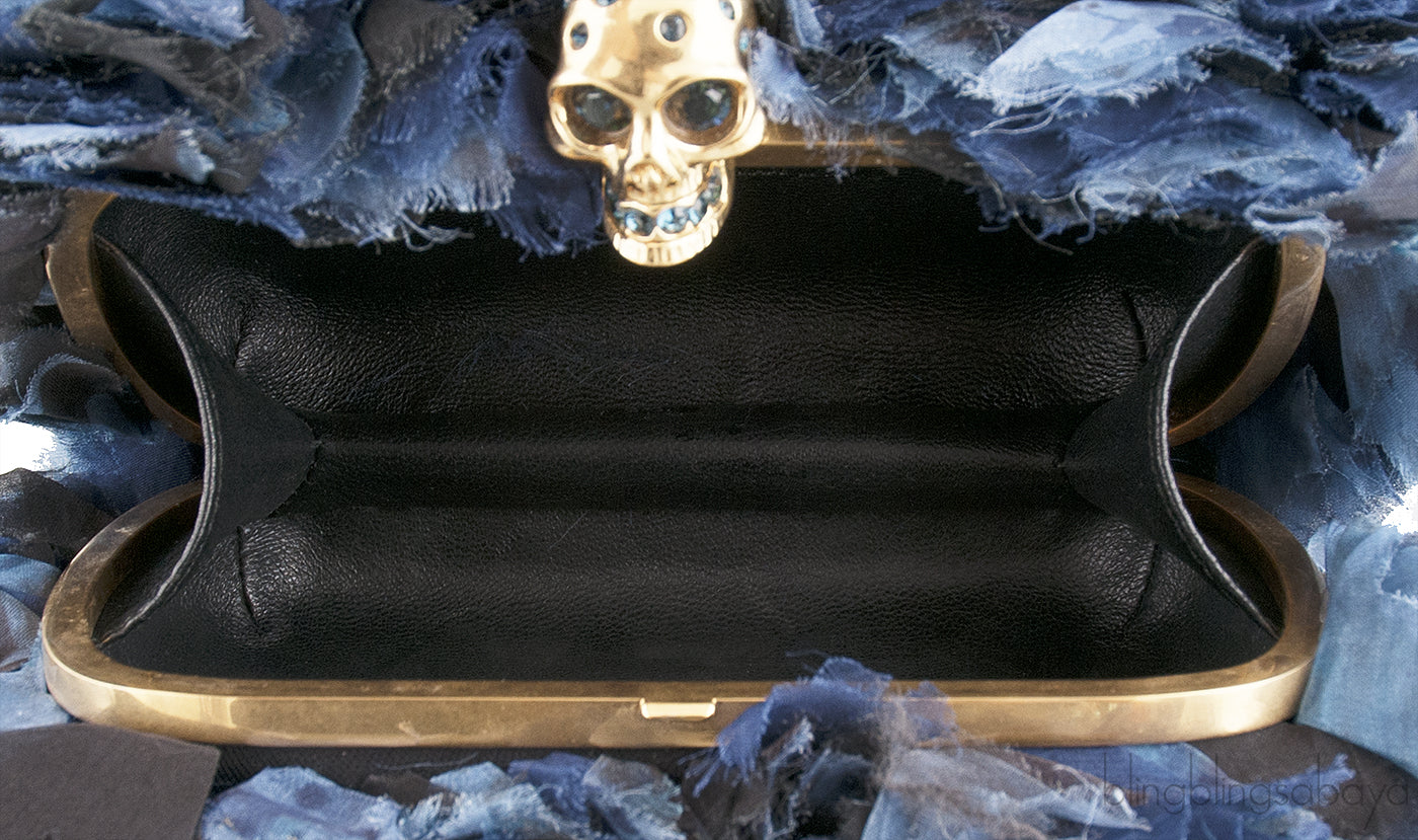 Alexander McQueen Skull Fabric Embellished Hard Clutch