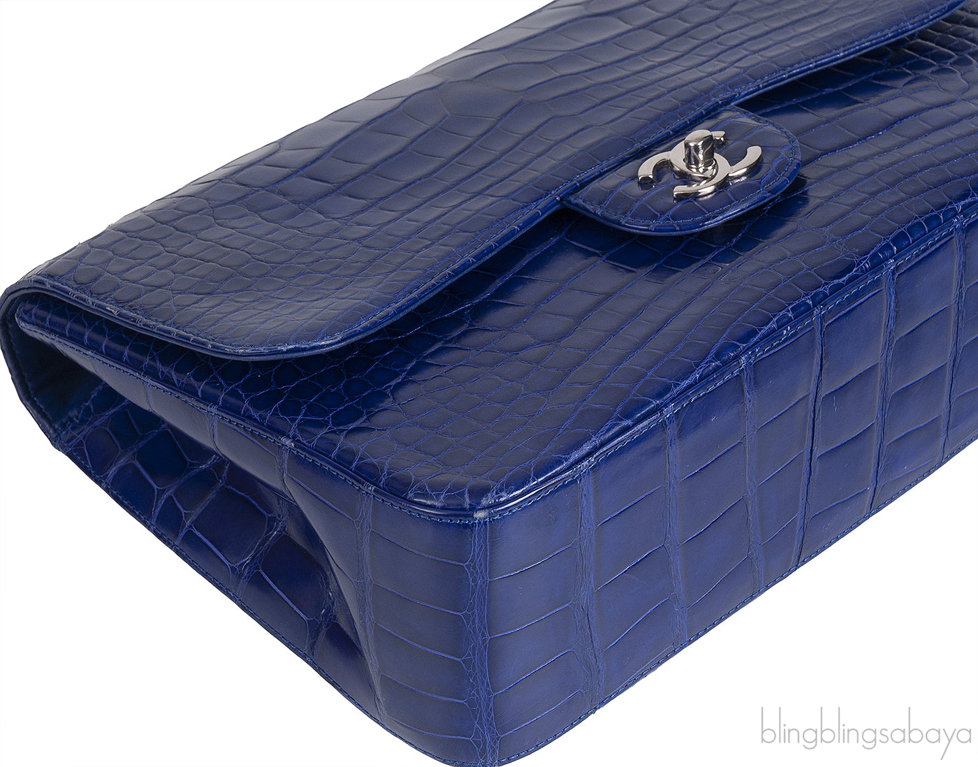 Classic Blue Iris Crocodile Jumbo Flap Bag