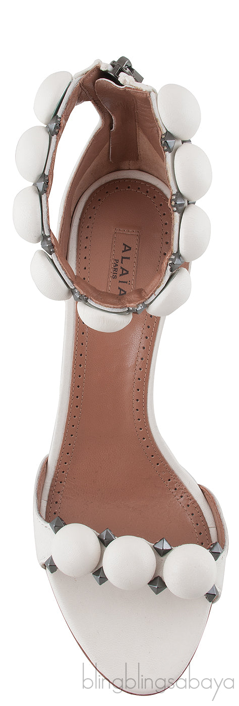 White Leather Bombe Heels