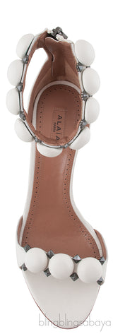 White Leather Bombe Heels