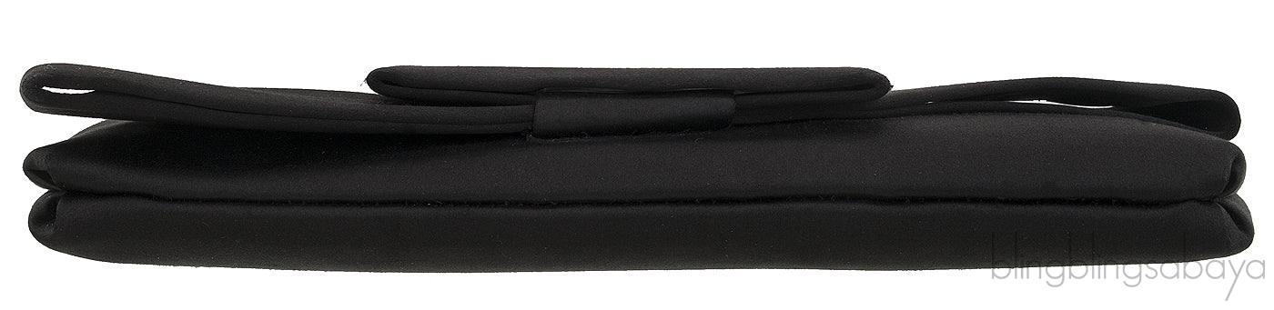 Satin Bow Black Evening Clutch
