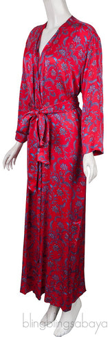 Red Floral Wrap Belted Dress