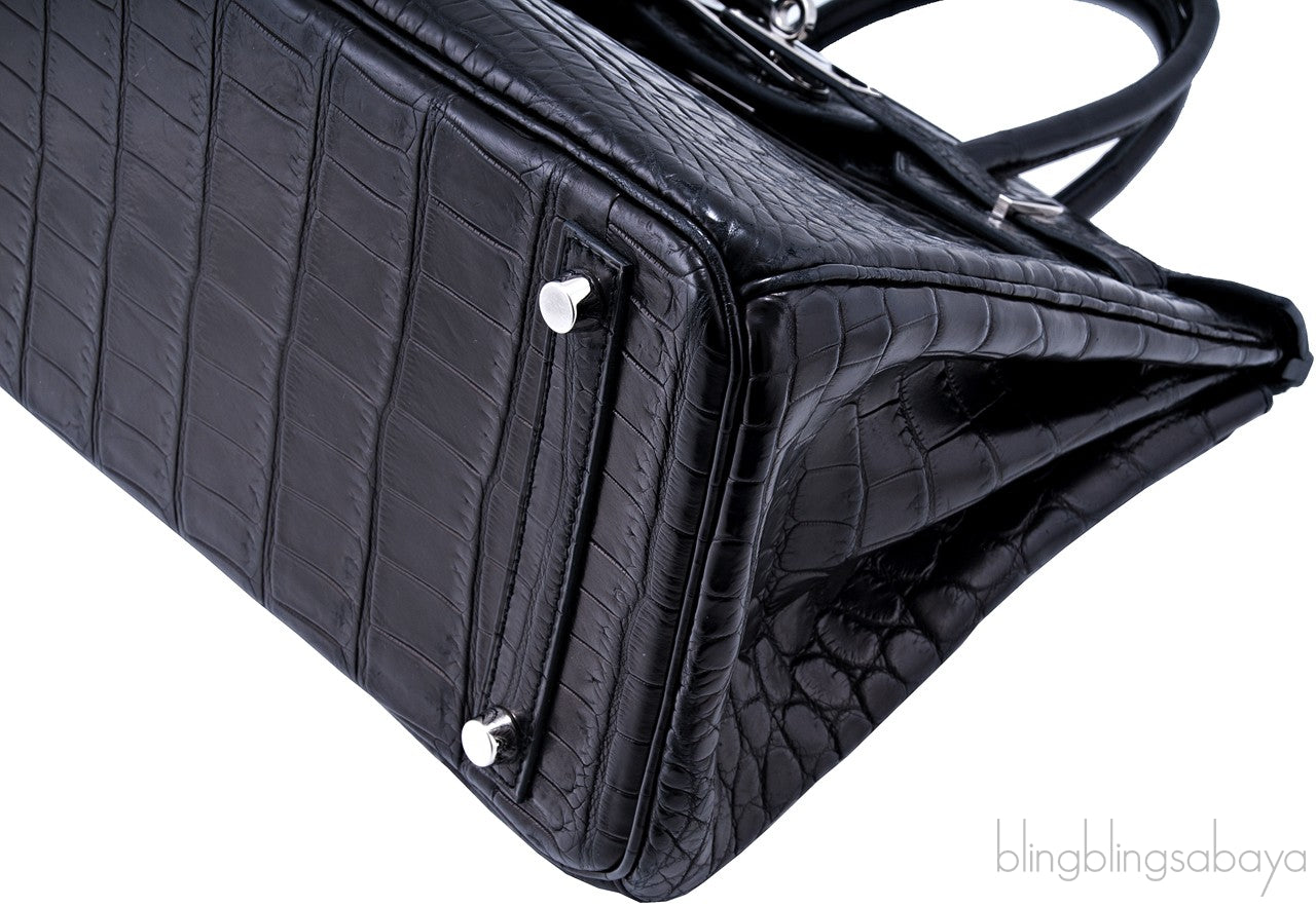 Birkin 30 Black Matte Nilo Croco