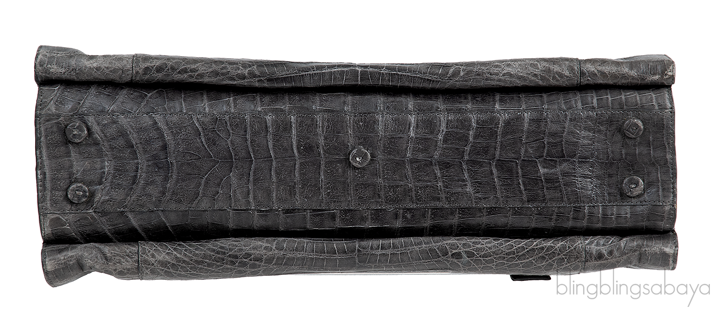 Crocodile Grey Frame Top Handbag