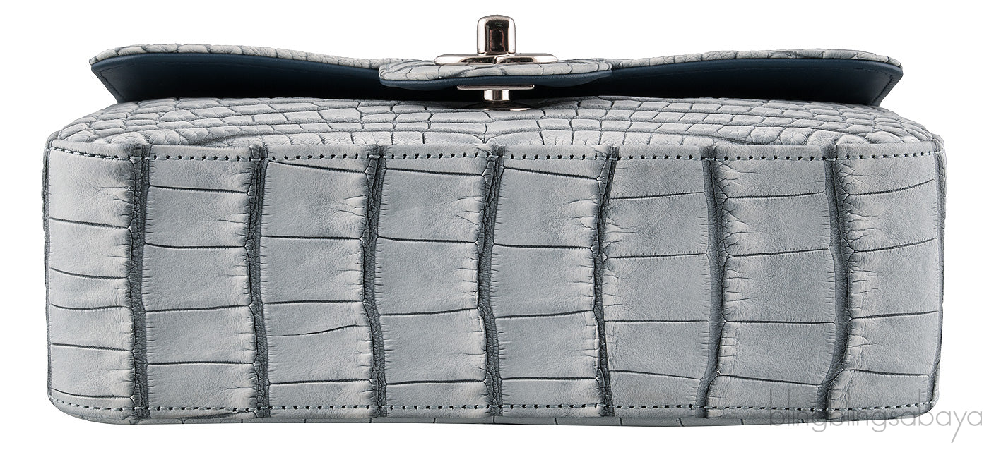 Grey Bi-Color Croc Mini Bag
