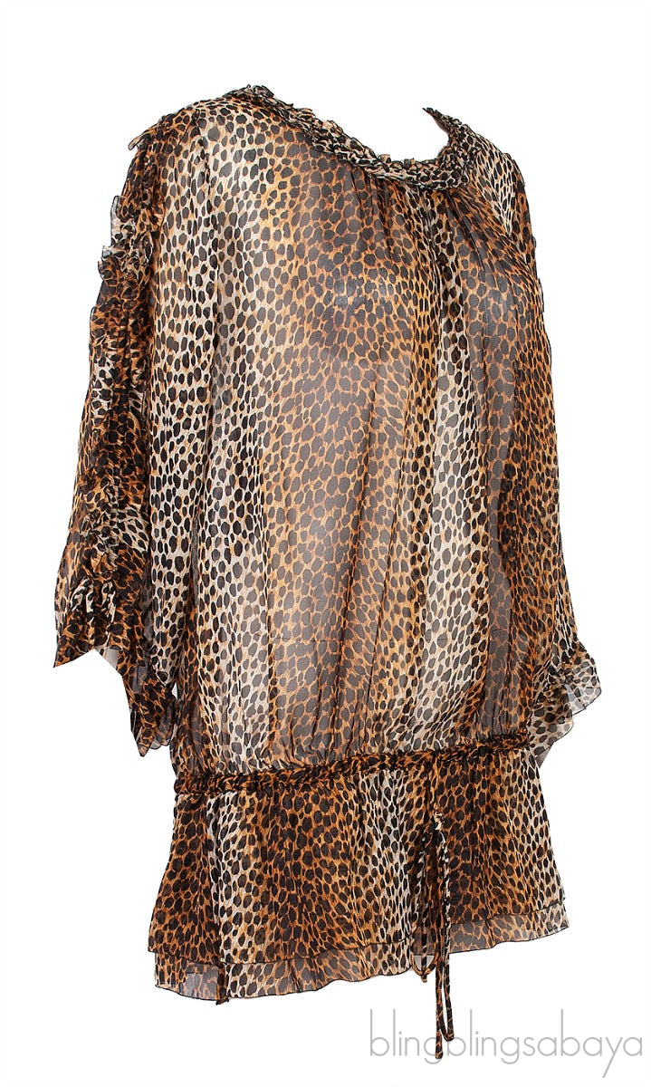 Leopard Print Chiffon Top