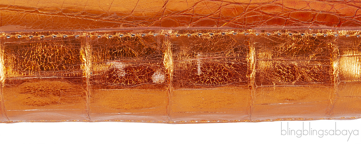 Nancy Gonzalez Orange Crocodile Studded Clutch