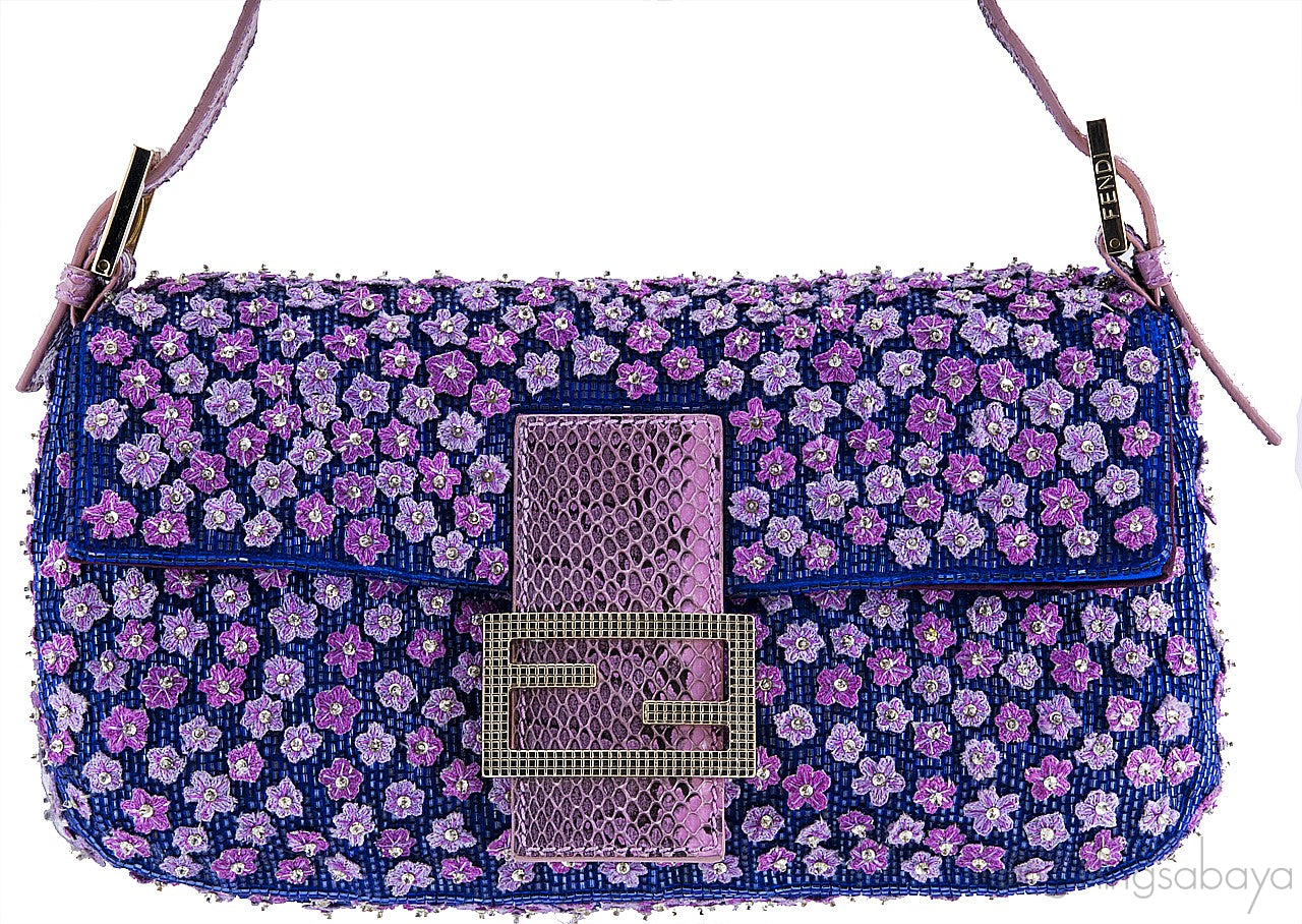 Ricami Embroidered Baguette Bag
