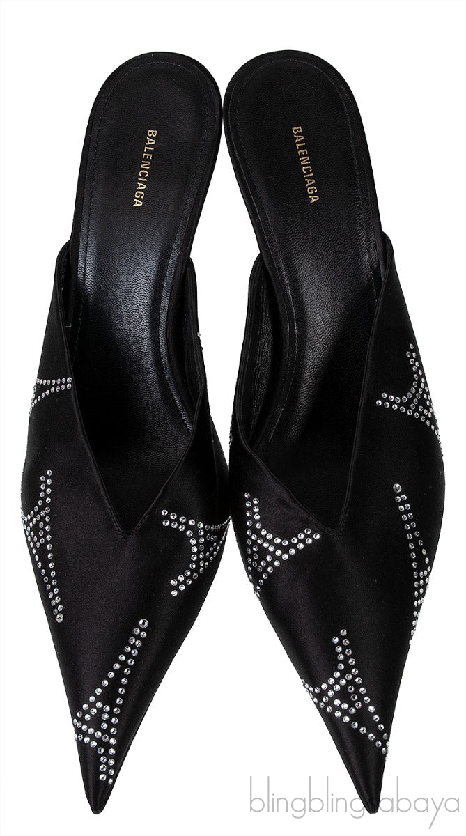 Knife Black Eiffel Tower Crystal Mule