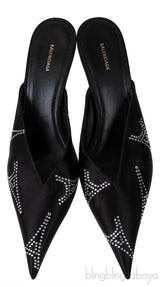 Knife Black Eiffel Tower Crystal Mule