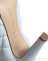 Bottega Veneta Light Blue Padded Block Square Toe Quilted Heels 37.5