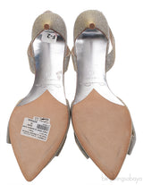 Oscar dela Renta Silver Gold Bow Slingback Heels