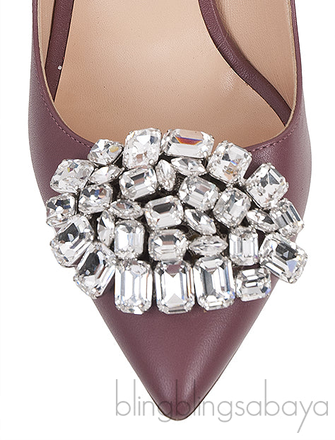 Plum Crystal Embellished Vamp Heels