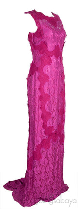 Fuchsia Lace Sleeveless Gown