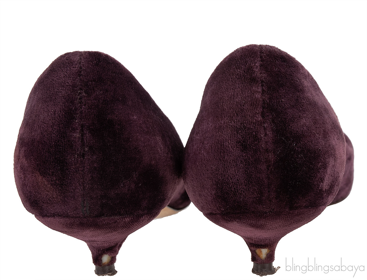 Dark Purple Velvet Mini Kitten Heels