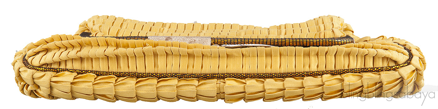 Yellow Borderline Pleated Satin Clutch