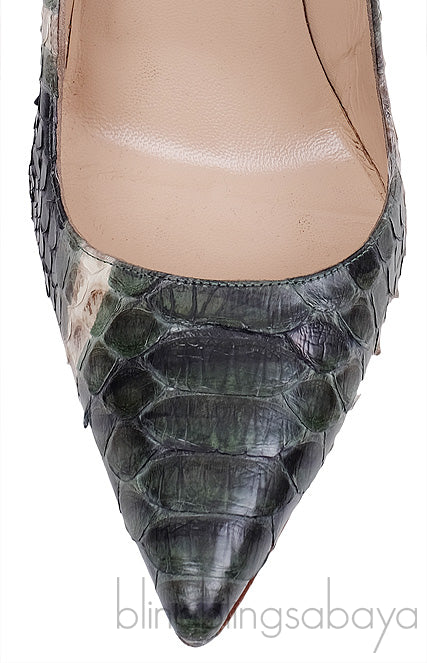 Multi-color Green Python Heels