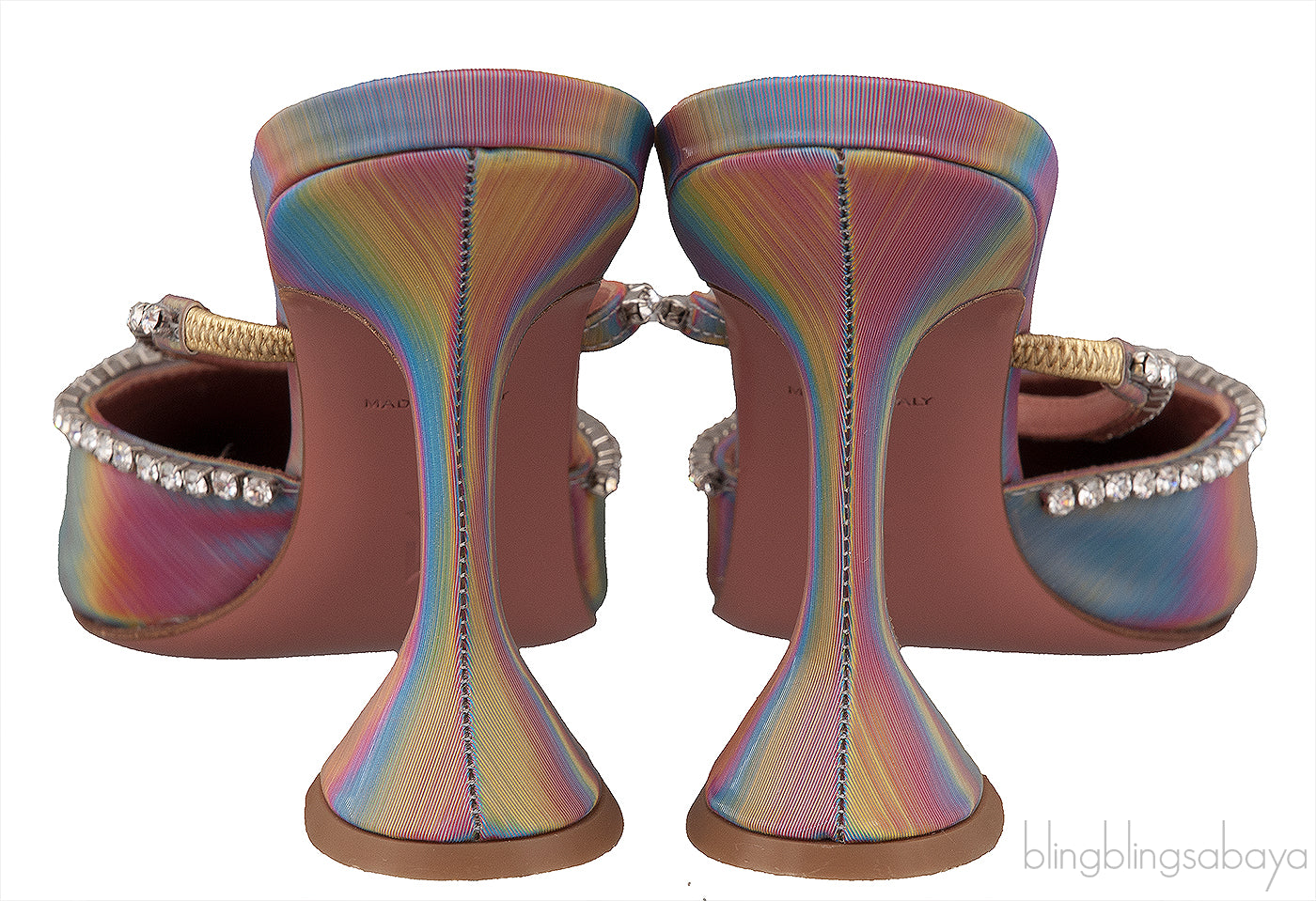 Gilda Crystal -Embellished Iridescent  Leather Mules
