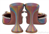 Gilda Crystal -Embellished Iridescent  Leather Mules