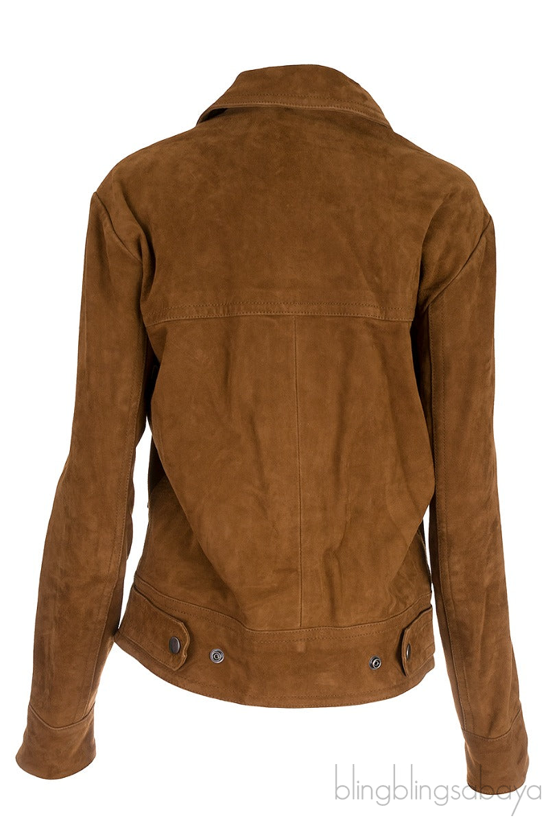 Brown Suede Bomber Jacket