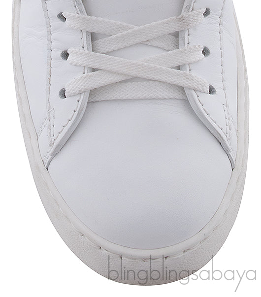 White and Gold Stripe Trainer Sneakers