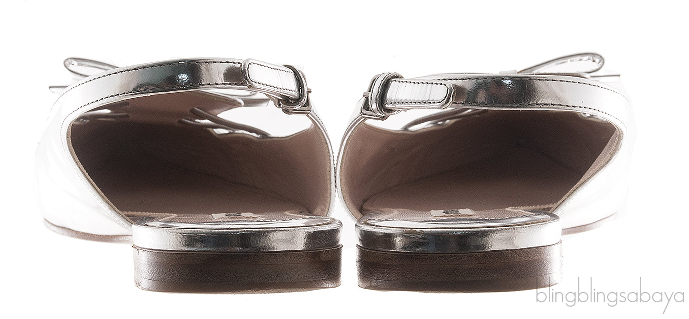 Silver Slingback Flat Sandals