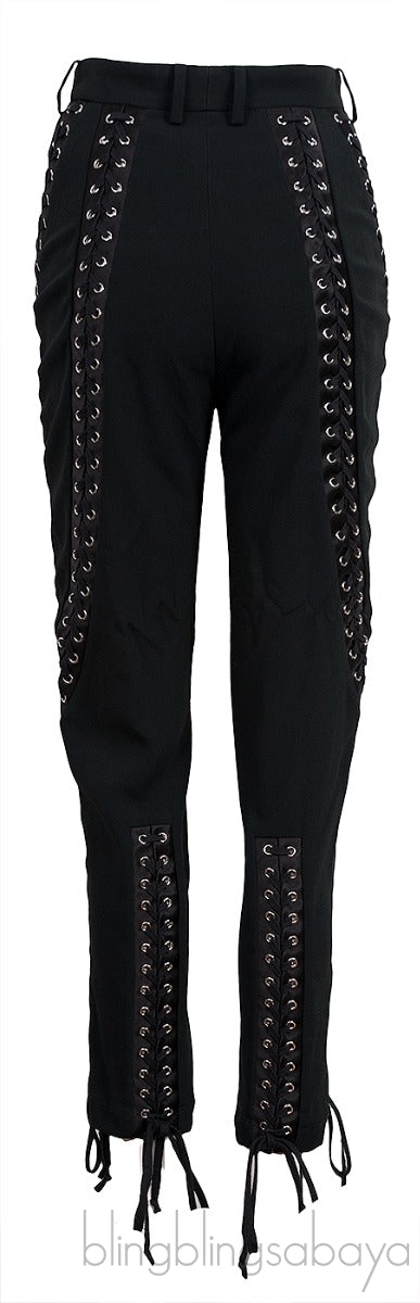 Black Eyelets Embellished Trouser