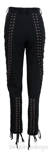 Black Eyelets Embellished Trouser