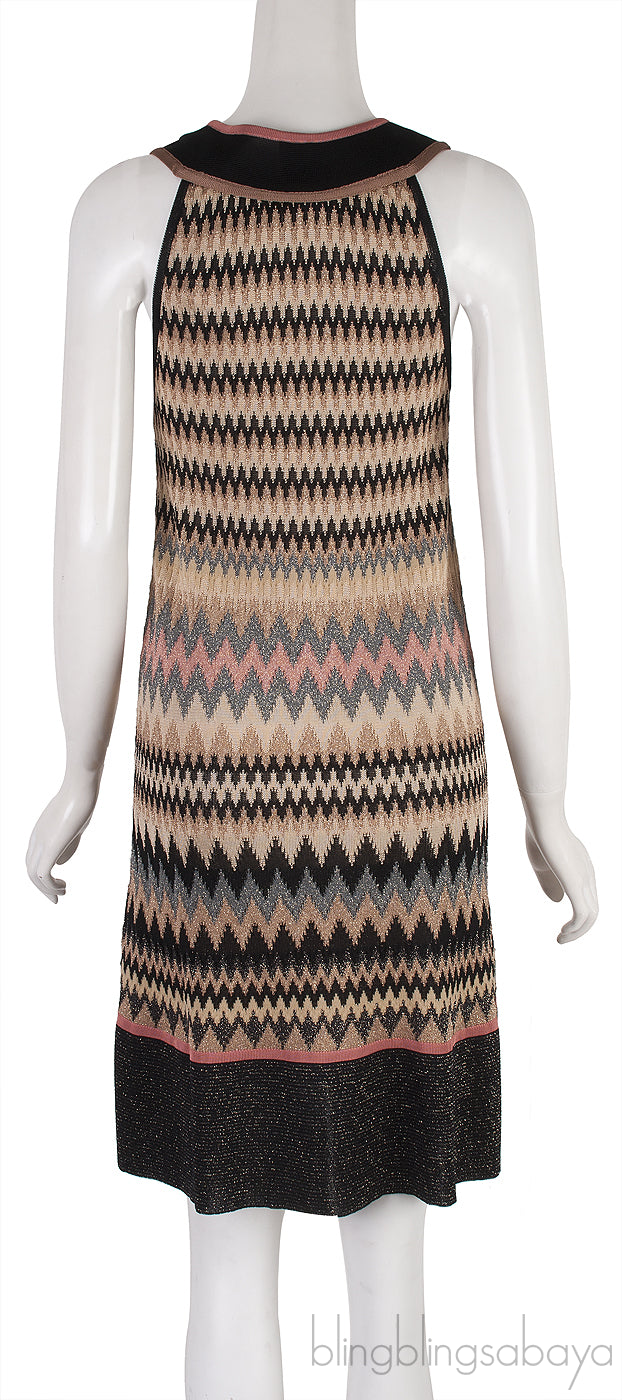 Zigzag Pattern Sleeveless Mini Dress