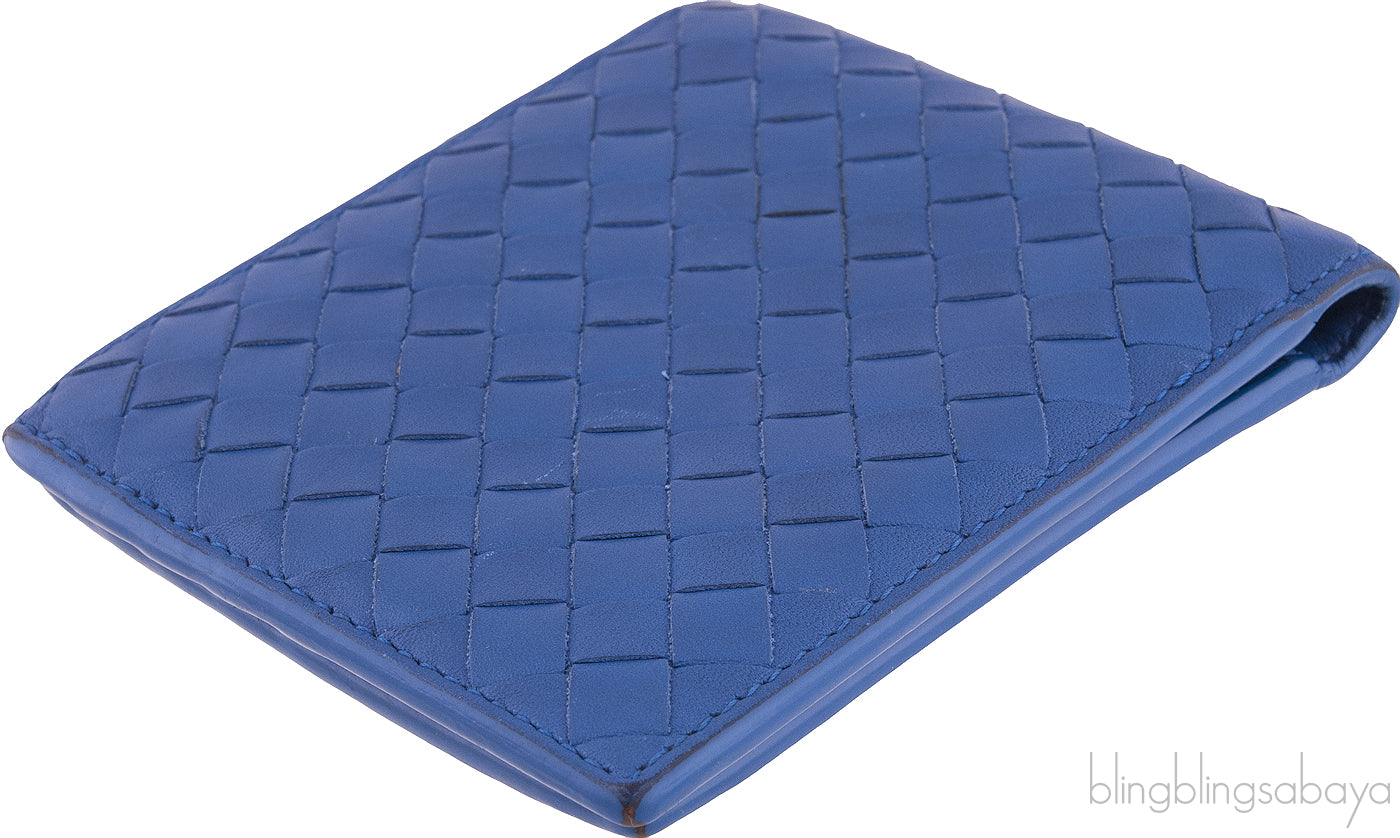 Bottega Veneta Blue Intrecciato Bi-fold Wallet