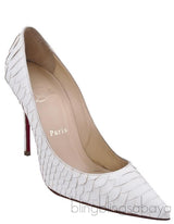 White Pigalle Python Point-Toe Heels