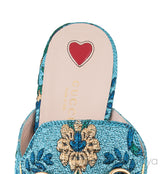 Blue Floral Lurex Princetown Sandals