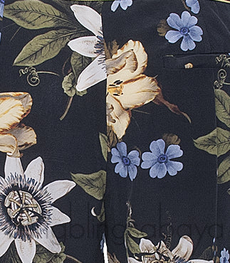 Black Floral Trim Trouser