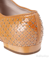 Miu Miu Brown Metal Bead Flat Peep Toe Shoes