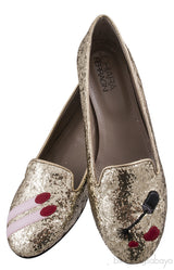 Glitter Nail Polish Gold Flat Shoes