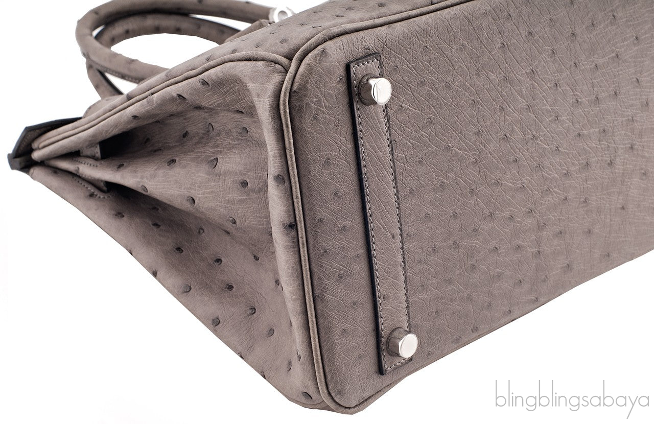 Birkin 30 Grey Tourterelle Ostrich