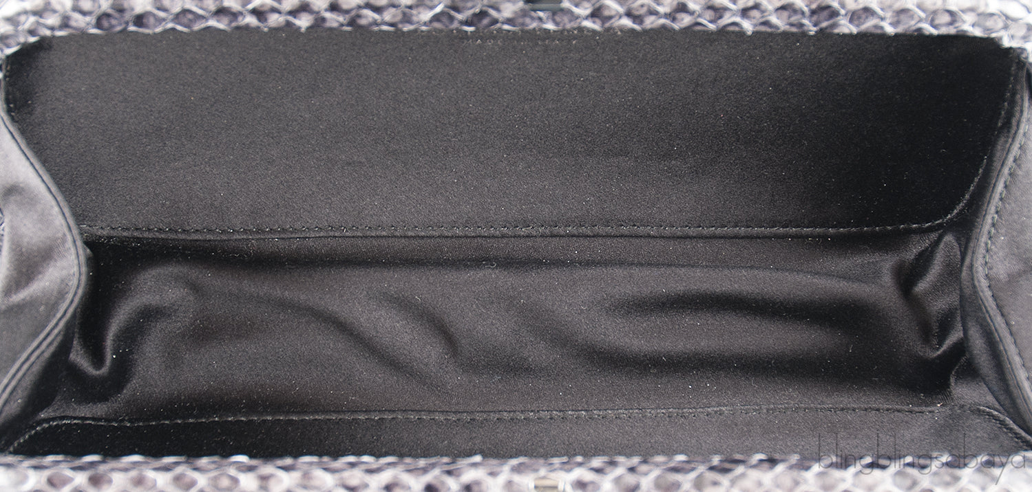 Black Intrecciato Snake Trim Clutch