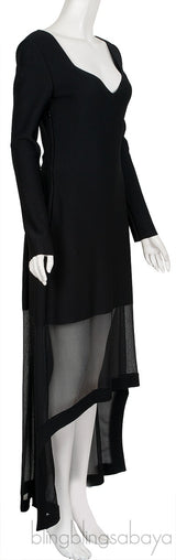 Layered Ribbed Knit & Silk Blend Tulle Dress