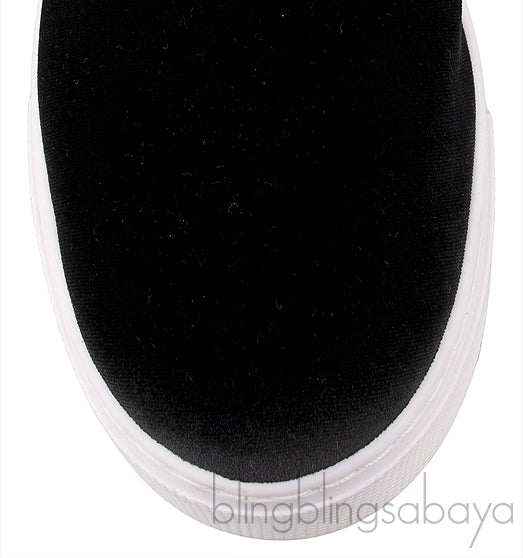 Black Velvet Logo Slip-on Platform