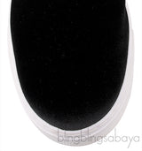 Black Velvet Logo Slip-on Platform