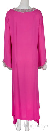 Fuchsia Sequin & Bead Emb. Kaftan