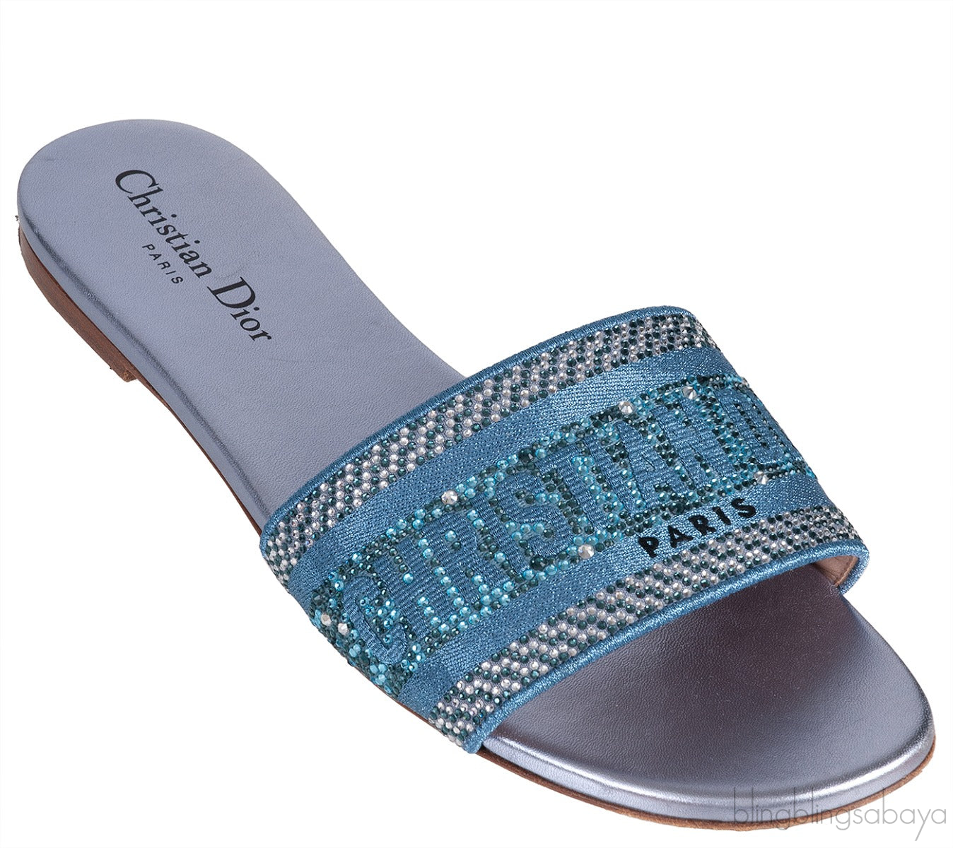 Dway Blue Grey Crystal Flat Slide
