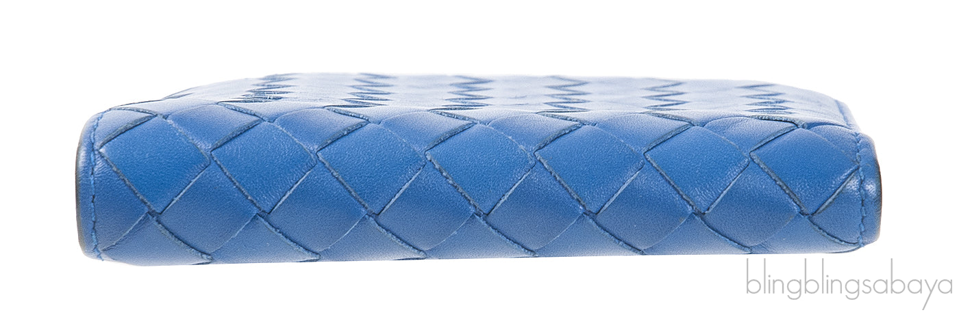 Bottega Veneta Blue Intrecciato Bi-fold Wallet