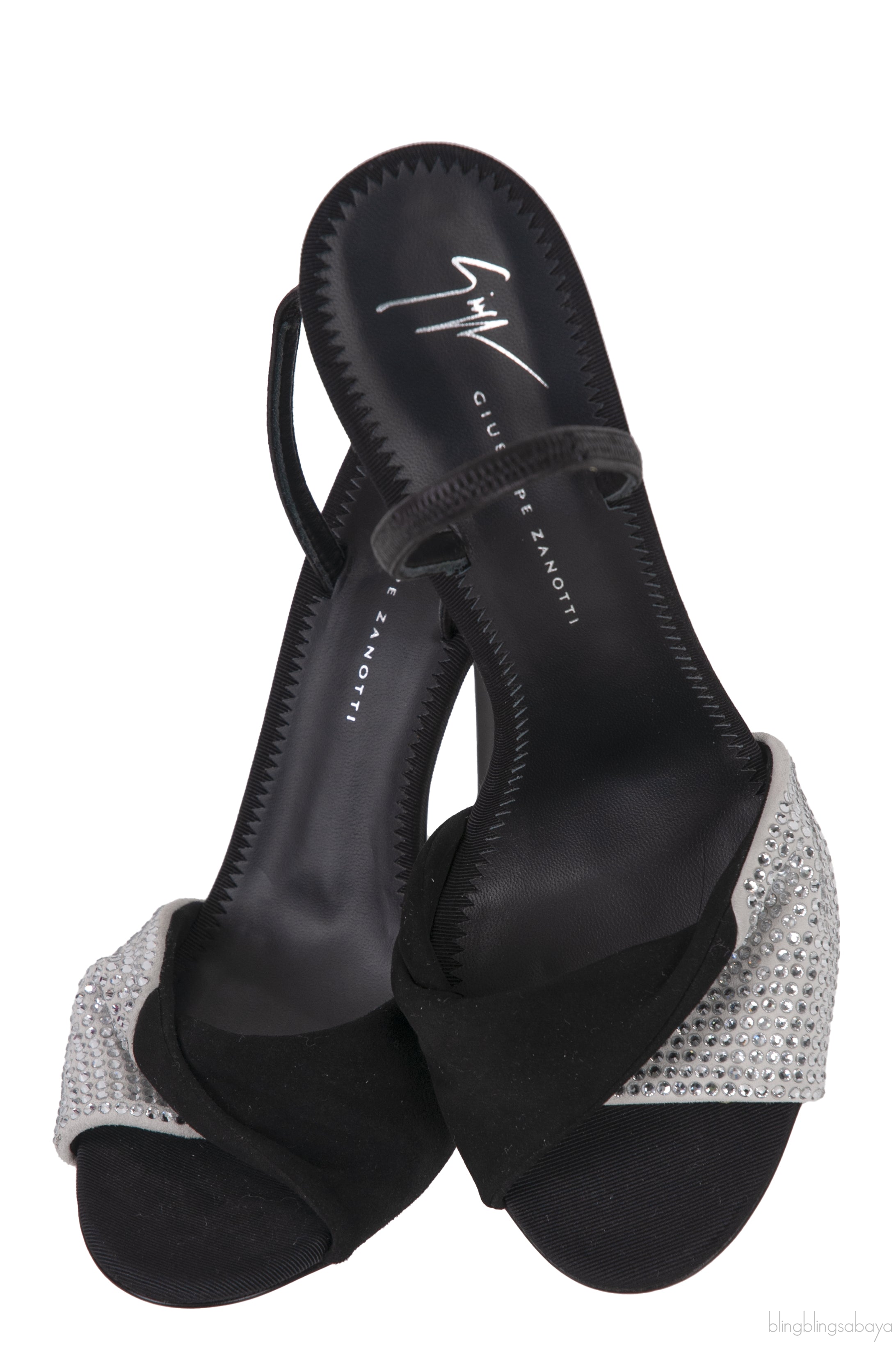 Giuseppe Zanotti Black Crystal Embellished Vamp Slingback