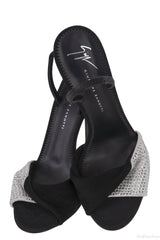 Giuseppe Zanotti Black Crystal Embellished Vamp Slingback