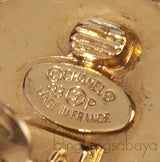 Vintage Chain CC Button Gold Plated Clip-on Earrings